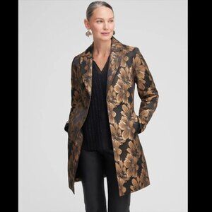 Chico's Gold Floral Blazer Jacket Size .5/US 6